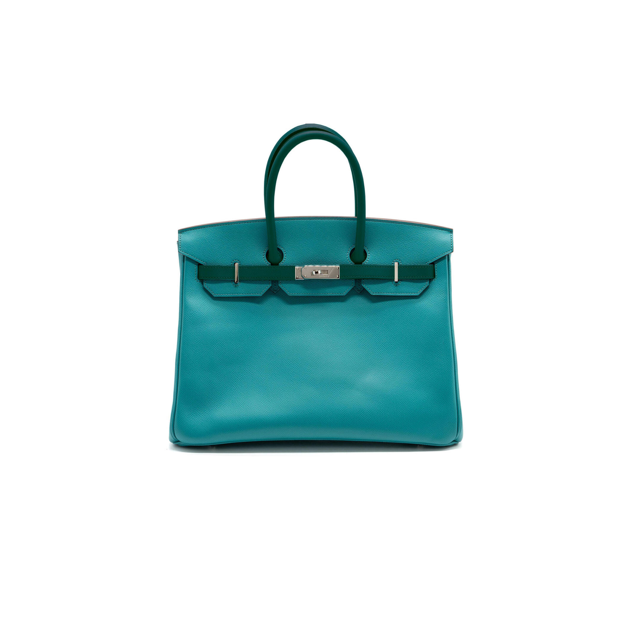 H**me5 BIRKIN 30 EPSOM PEACOCK GREEN AND BRITISH GREEN SILVER BUCKLE BAG H028369CK86 (30*23*15cm) Master Quality